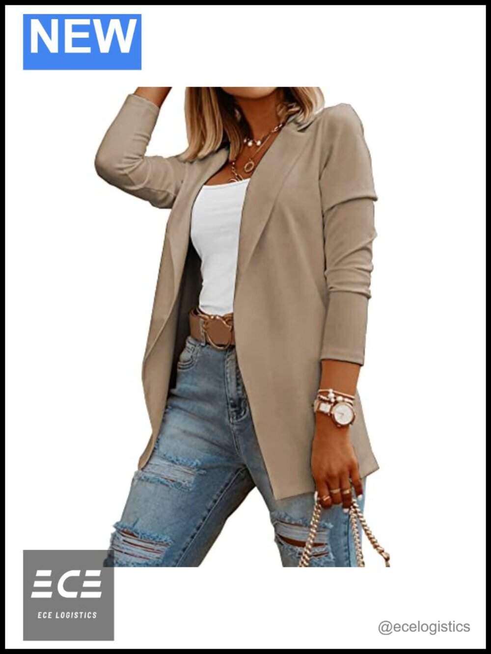 Womens Knit Blazer Long Sleeve Notch Collar Stretch Business Casual Work